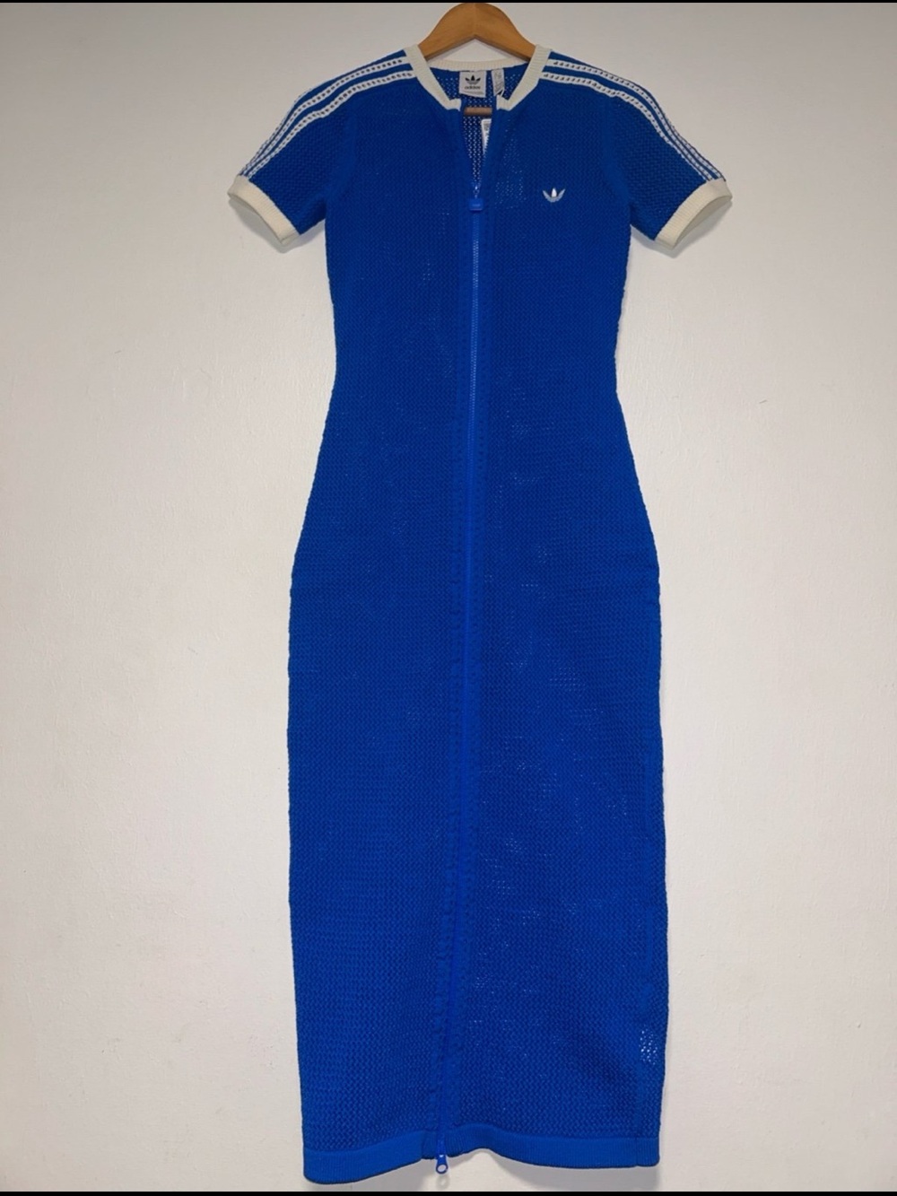 NWT Adidas Blue Crochet Maxi Dress S - Picture 2 of 8